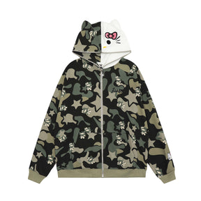 HK Oversized Zip-Up Hoodie | Camo-Style mit Kordelzug & Tasche